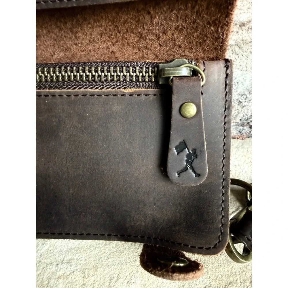 Glove Leather Baseball Wristlet‎ Wallet Brown 